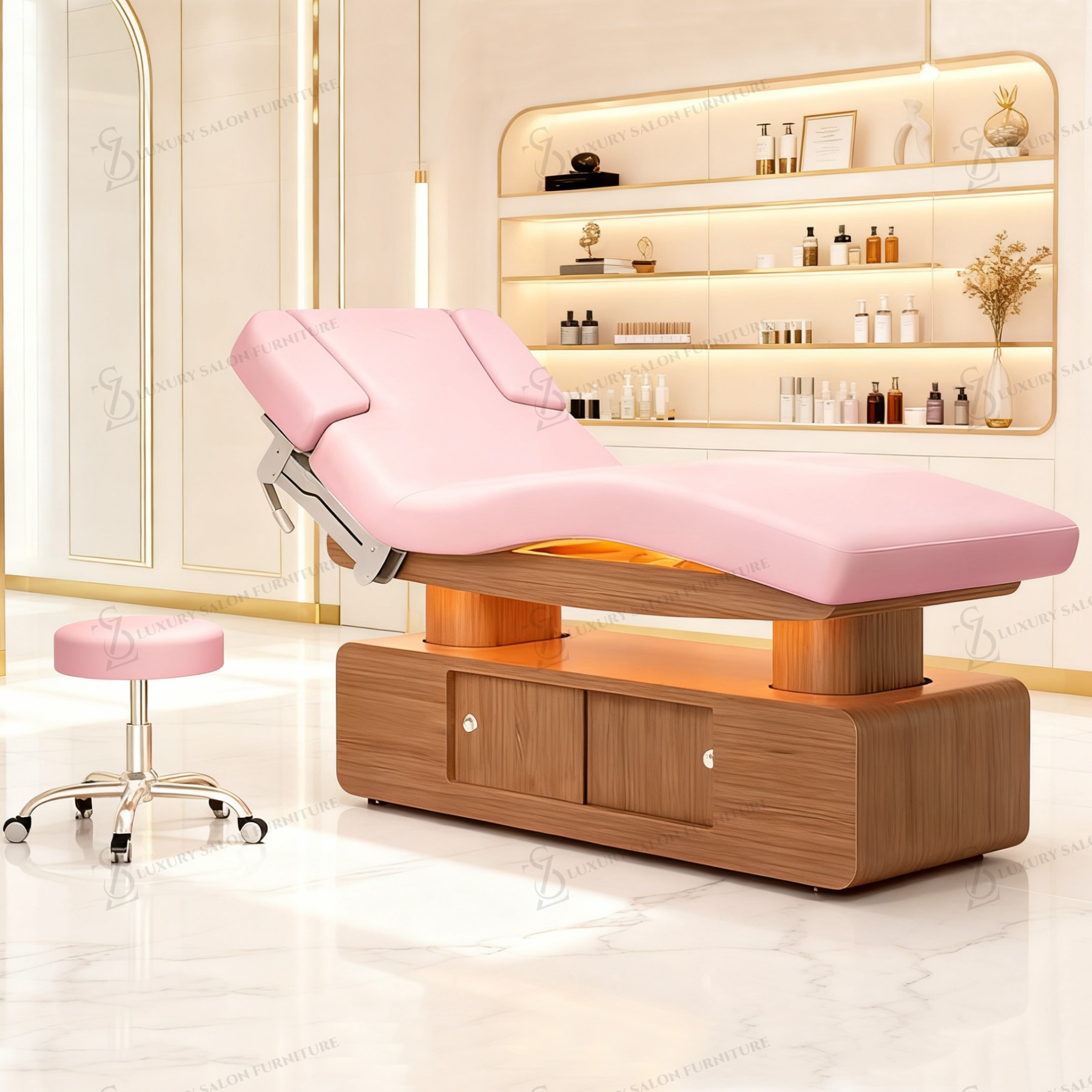 Spa Wellness Salon - Cama de belleza rosa de lujo