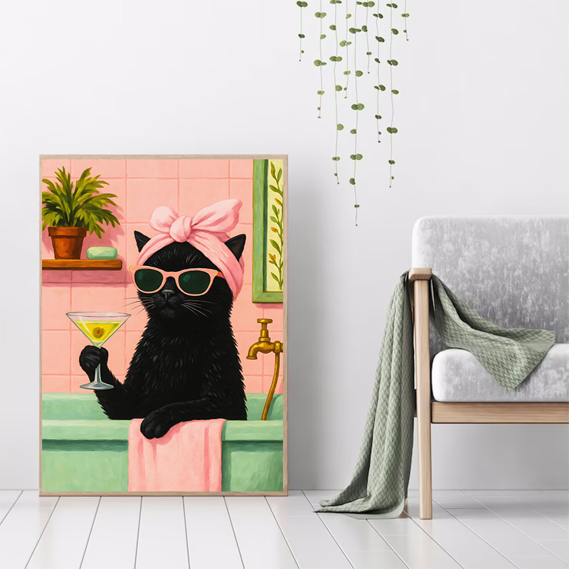 Gato con Martini en bañera, ga - Spa Wellness Images reseña y precio